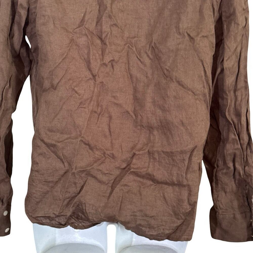 Joie 100% Linen Brown Button Up Long Sleeve Shirt Career Coastal Dressy sz M - Picture 7 of 16